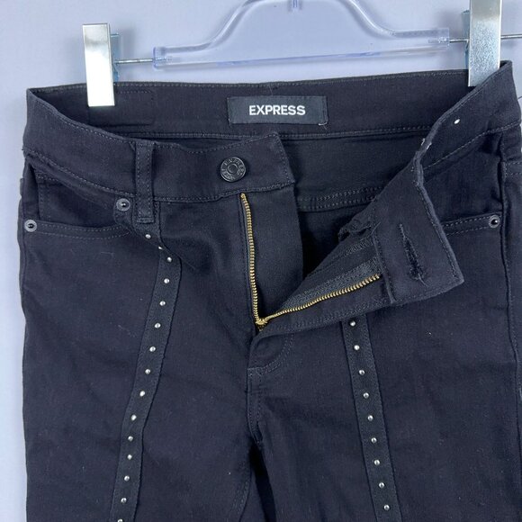Express Skinny Jeans Womens Size 6 Petite High Rise Stretch Ankle Legging Black - Picture 10 of 13